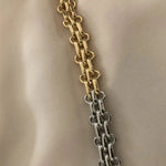 Load image into Gallery viewer, Chunky Two Tone Textured Circle Clasp Bracelet
