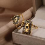 Load image into Gallery viewer, Classy Evil Eye Heart &amp; Rectangle Rings
