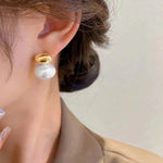 Load image into Gallery viewer, Classy Gold Accented Pearl Stud Earrings
