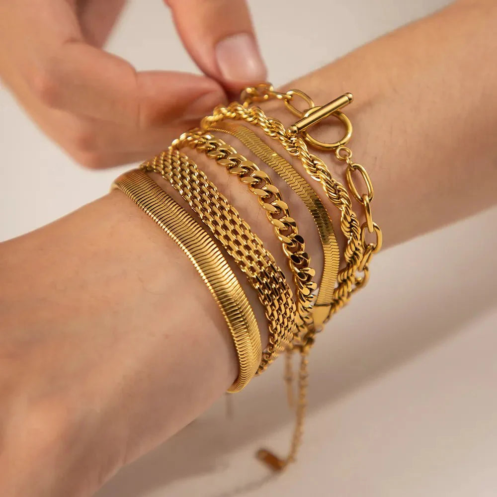 Classy gold mix match bracelets 969783