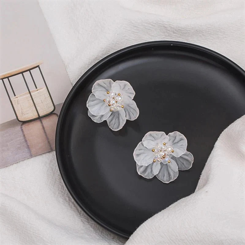 Classy transparent floral hibiscus earrings