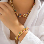 Load image into Gallery viewer, Colorful Chain Bracelet and Necklace Set
