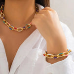 Load image into Gallery viewer, Colorful Chain Bracelet and Necklace Set
