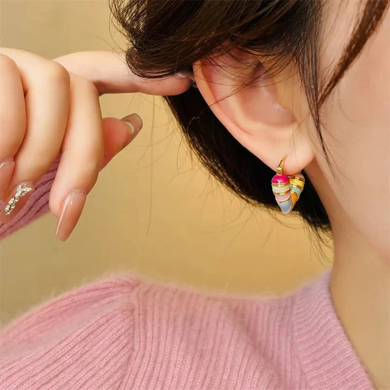 Colorful pastel heart earrings