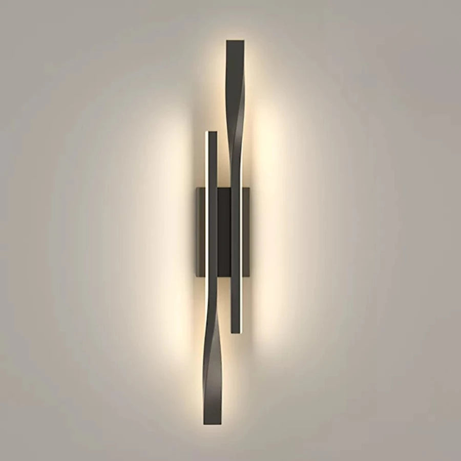 Comfortable Coast Black / CHINA / Warm White (2700-3500K) Long strip wall lamp light luxury creative room bedroom bedside lamp simple modern Nordic living room TV wall lamp