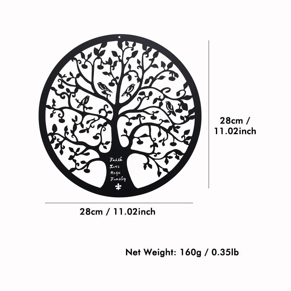 Comfortable Coast Family Trees Tree of Life Bird Metal Wall Art Silhouette Cutout Signs Black Farmhouse Door Home Living Room Bedroom Decoration Plaque