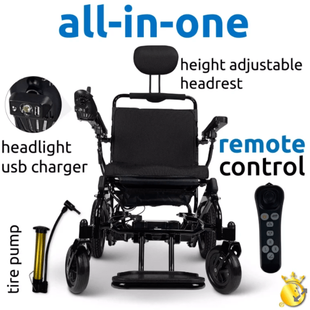 COMFYGO Power Wheelchair ComfyGo Majestic IQ-8000 Remote Controlled Folding Lightweight Electric Wheelchair- CGMI8RCFLEW