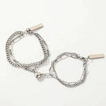 Load image into Gallery viewer, Couples Magnetic Heart Cuban &amp; Paperclip Chain Bracelet Set
