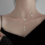 Load image into Gallery viewer, Crescent Moon Dangling Star Necklace
