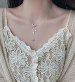 Load image into Gallery viewer, Crescent Moon Dangling Star Necklace
