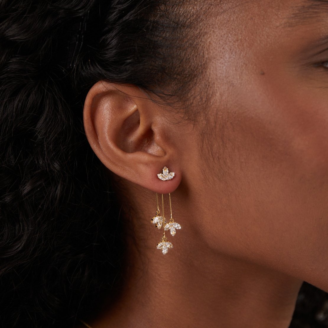 Crystal lotus waterfall earrings 750617