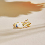 Load image into Gallery viewer, Leah Crystal White Floral Gold Ring
