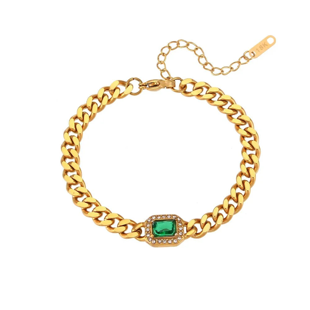 Cuban Chain Square Cut Diamond Choker and Bracelet