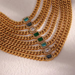 Load image into Gallery viewer, Cuban Chain Square Cut Diamond Choker and Bracelet
