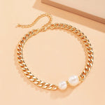 Load image into Gallery viewer, Cuban Link Chain Pearl Ends Necklace
