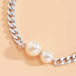 Load image into Gallery viewer, Cuban Link Chain Pearl Ends Necklace
