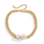 Load image into Gallery viewer, Cuban Link Chain Pearl Ends Necklace

