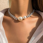 Load image into Gallery viewer, Cuban Link Chain Pearl Ends Necklace
