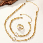 Load image into Gallery viewer, Cuban Square Diamond Necklace, Bracelet, and Ring Set
