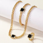 Load image into Gallery viewer, Cuban Square Diamond Necklace, Bracelet, and Ring Set
