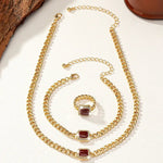 Load image into Gallery viewer, Cuban Square Diamond Necklace, Bracelet, and Ring Set

