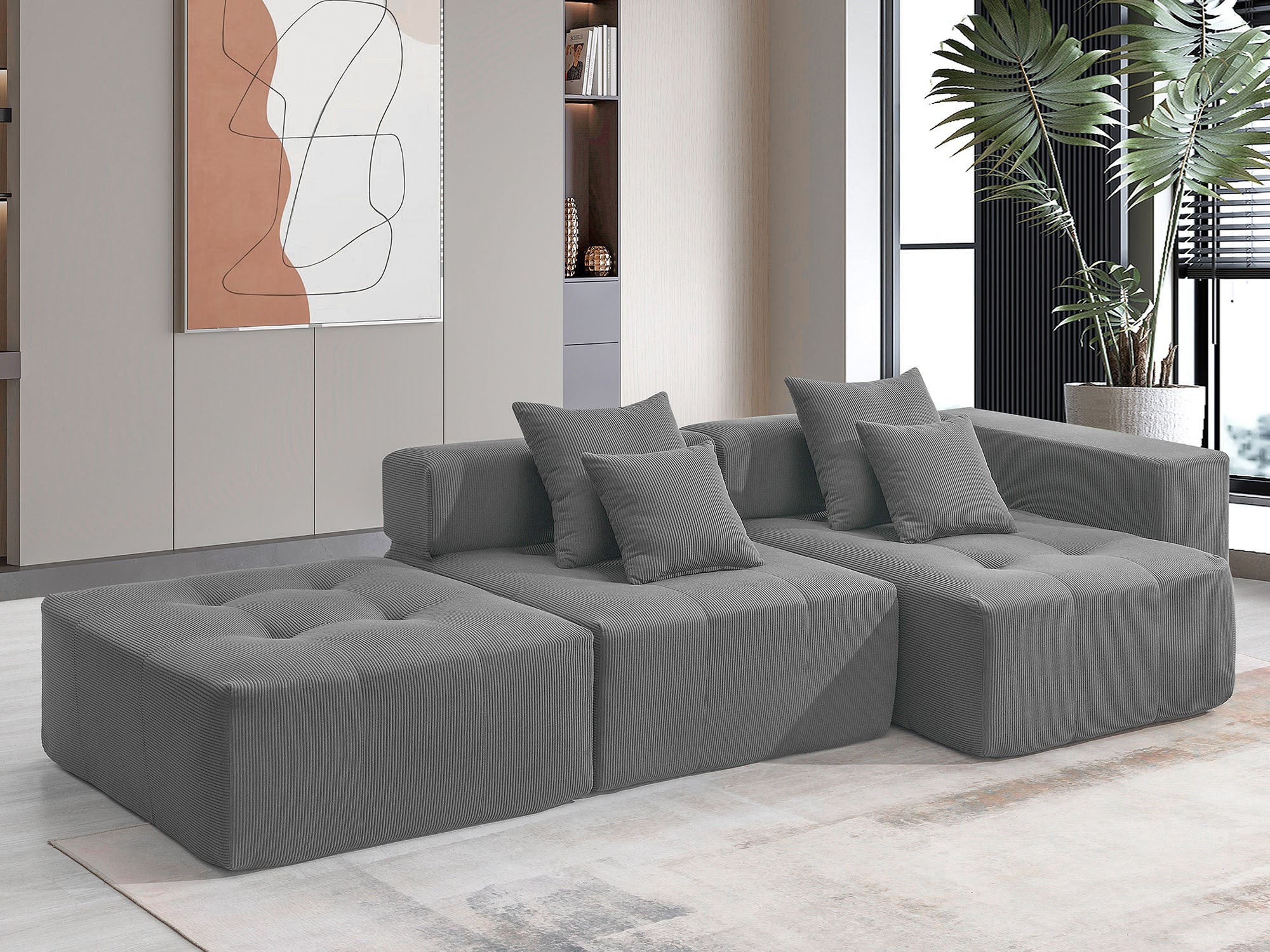 Maputo 4-Seat Modular Sofa in Gray