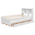 Twin Bed with USB & Type-C Ports, LED Lights, Bookcase Headboard, Trundle & 3 Drawers In White