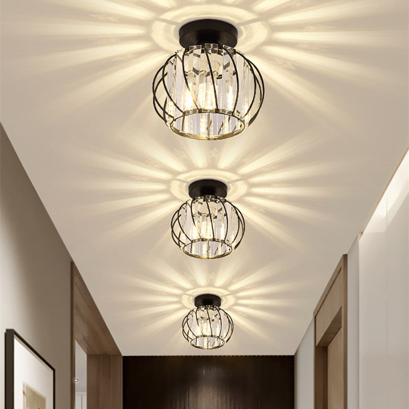 Contemporary Crystal Metal Flush Mount Ceiling Light