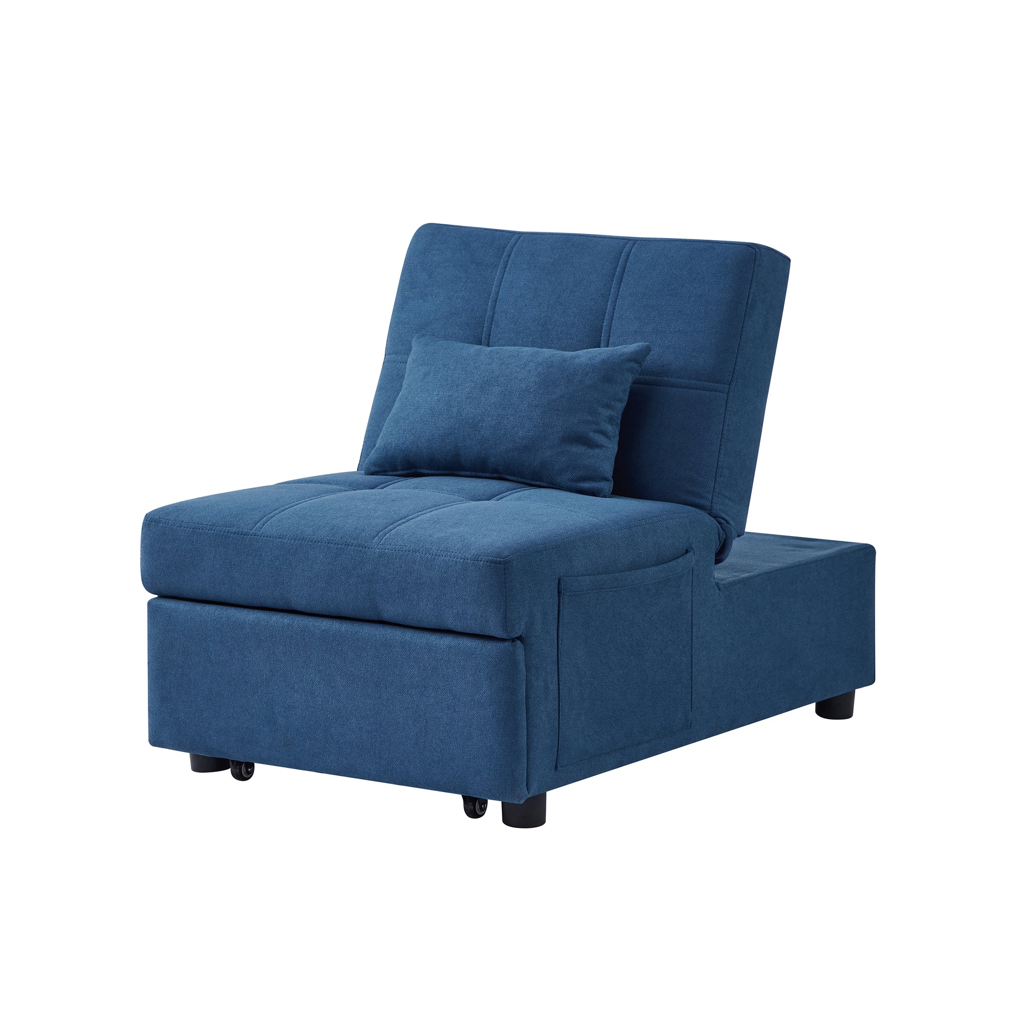 Blue Linen Fabric Recliner Chair Bed