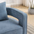 Open Back Blue Linen Blend Swivel Accent Chair With Weathered Base