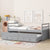 Gray Twin Size Bed with Headboard, Footboard, Trundle, and Three Storage Drawers