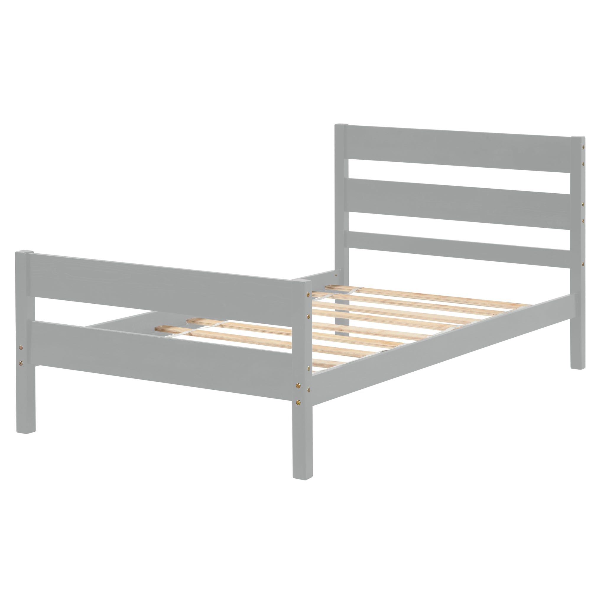 Gray Twin Bed with Headboard and Footboard