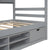 Gray Twin House Bed with Roof Frame, Bedside Shelves & Under-Bed Storage Unit