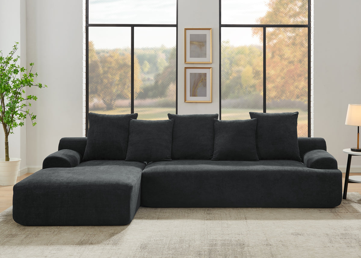 Durban 4-Seat Velvet Modular Sofa in Black