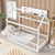 White Twin House Toddler Floor Bed with Guardrails and Slats