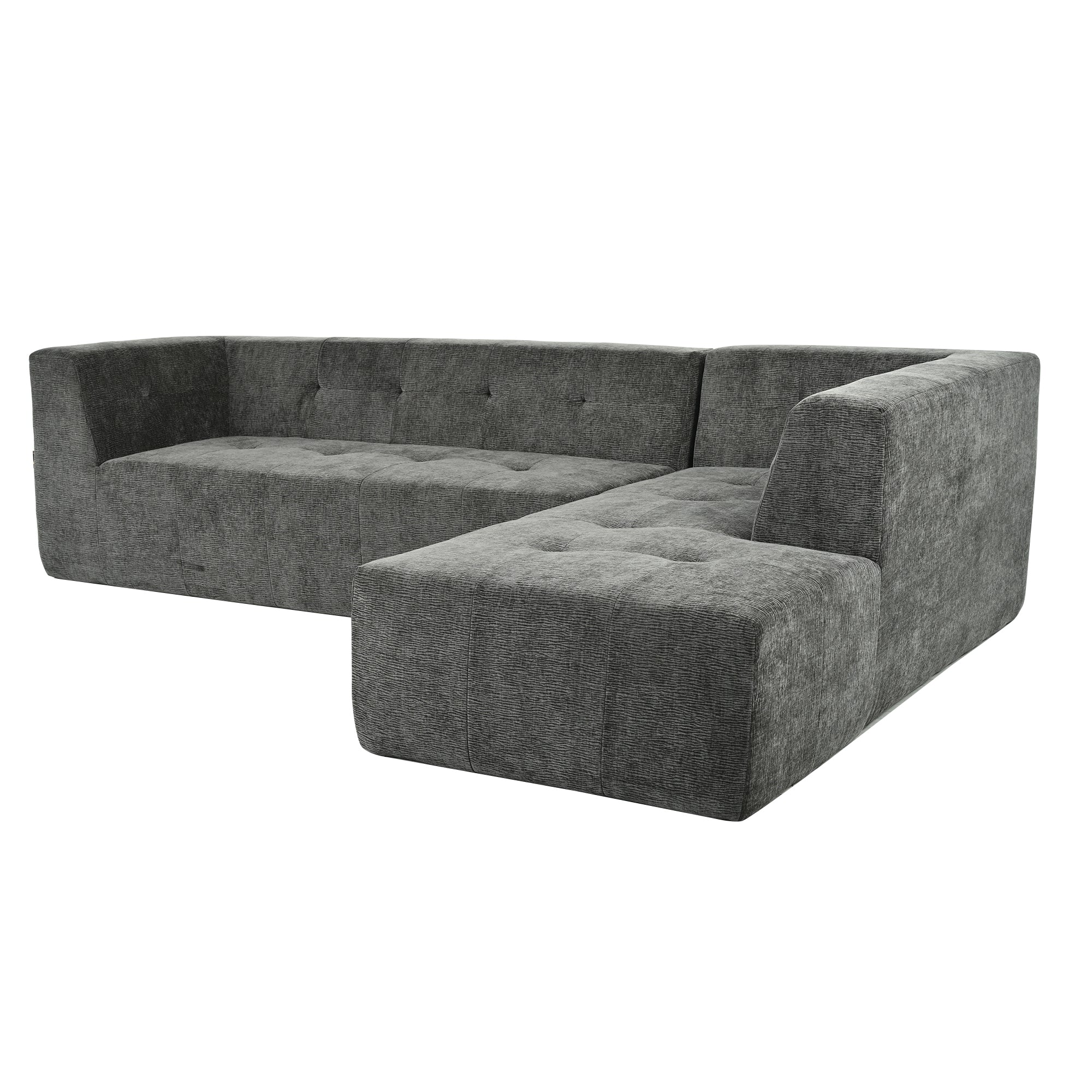 Mombasa 3-Seat Chenille Sofa in Gray