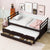 Espresso Pine Twin Size Bed with Headboard, Footboard, Trundle, and Three Storage Drawers