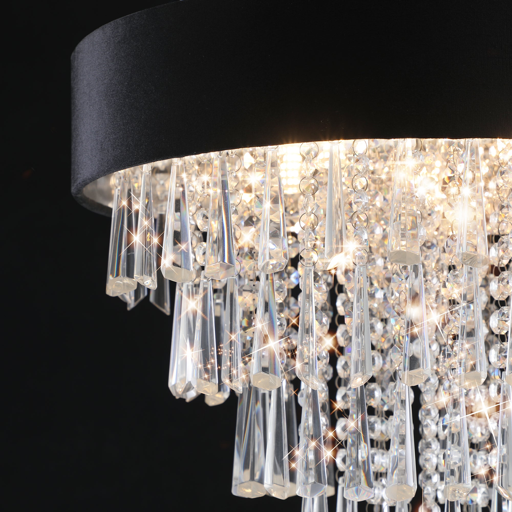 Black Velvet Accent Round Crystal Chandelier