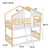 Twin Over Twin House Bunk Bed with Roof, Window, and Door in Natural and White Tones