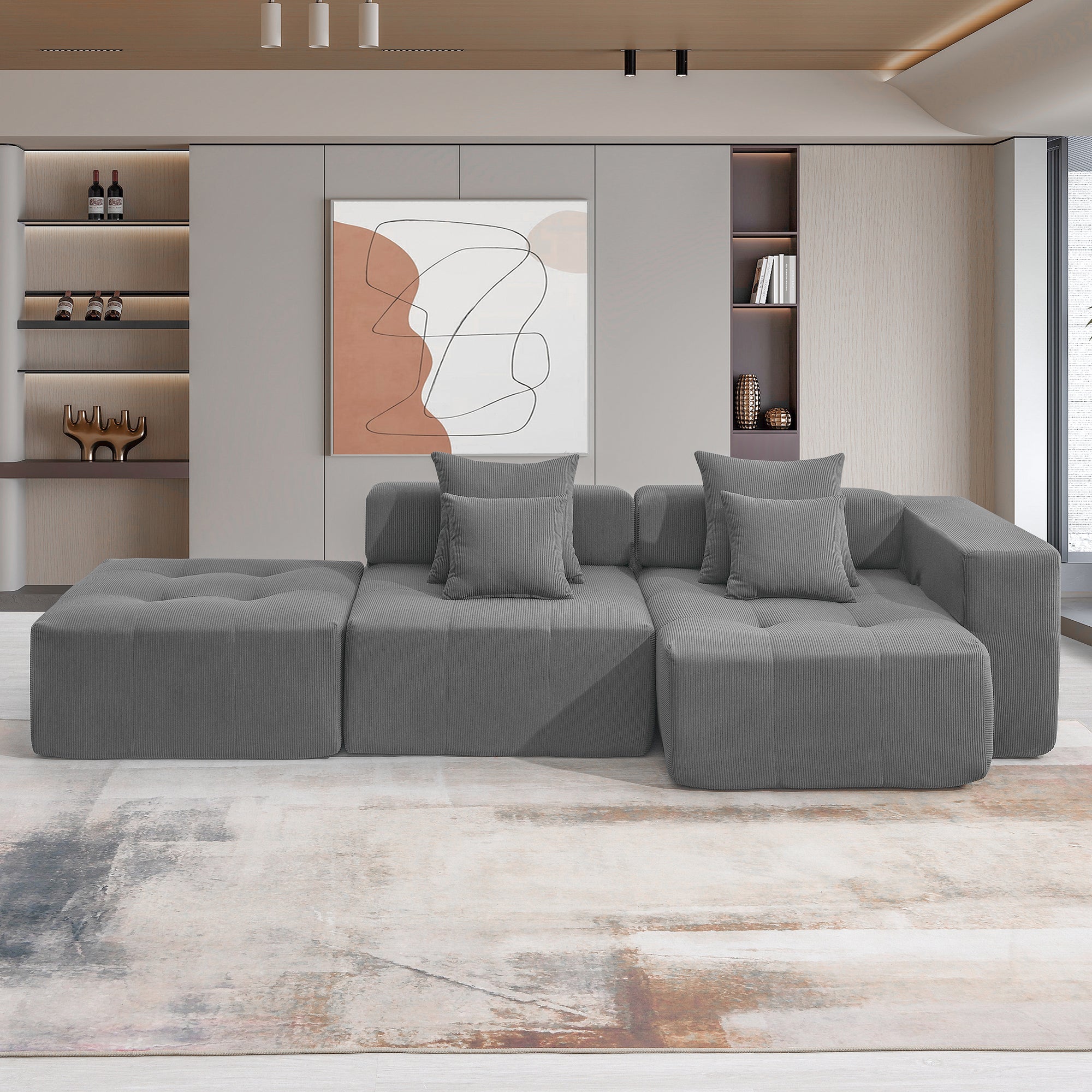 Maputo 4-Seat Modular Sofa in Gray