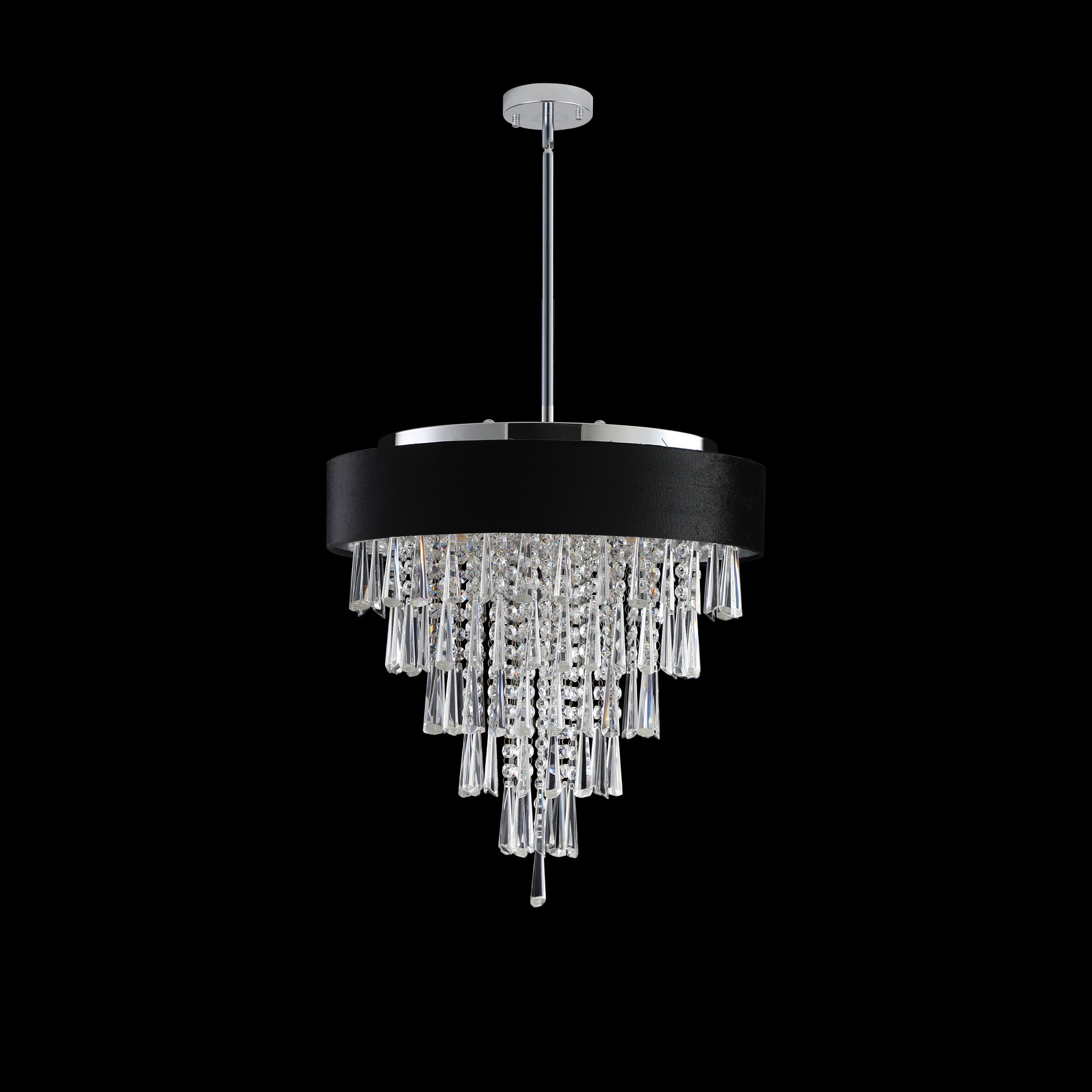 Black Velvet Accent Round Crystal Chandelier