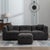 Gray Teddy Fleece Sectional Sofa with Multi-Functional Storage Ottoman