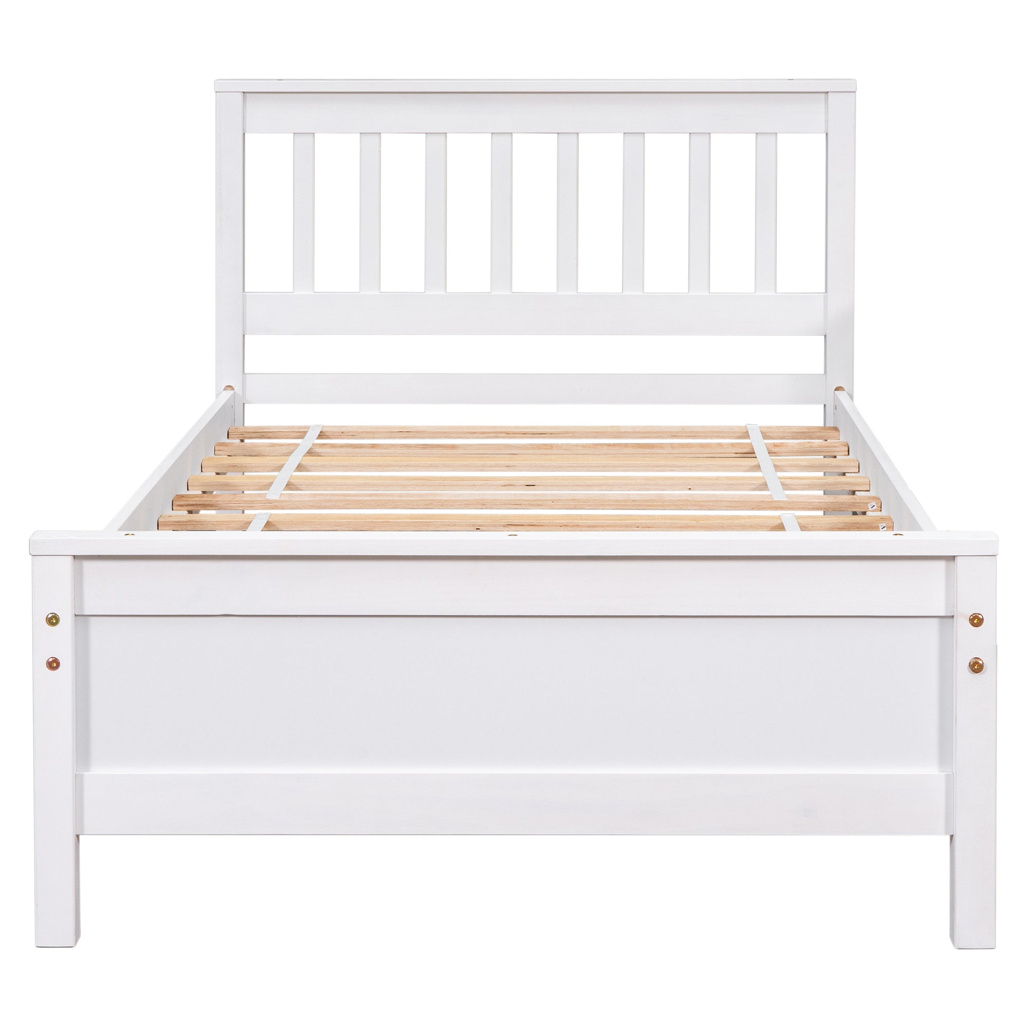 White Twin Bed with Headboard, Footboard, and Nightstand