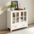 Buffet Storage Cabinet With Double Glass Doors Unique Bell Handle In White