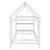 Twin Size Wood House-Shaped Floor Bed with Storage Shelf and Hanger in White