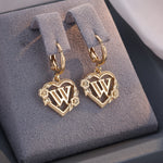 Load image into Gallery viewer, Dainty Initial Letter Heart Hoop Earrings
