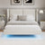 Modern Full-Size Floating Velvet Platform Bed With LED Lighting & Winged Back