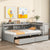 Twin Bed with L-Shaped Bookcases and Storage Drawers in Gray