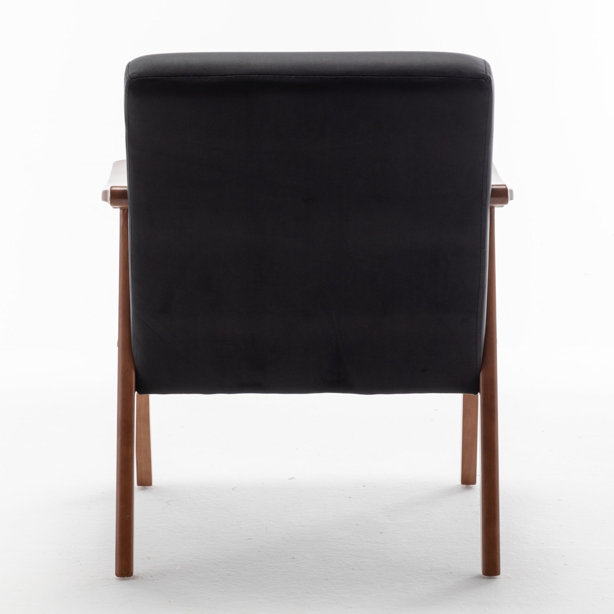 Mid-Century Modern Accent Chair - Solid Wood Frame, Extra-Thick Backrest, Ideal for Living Room, Bedroom, or Reading Room