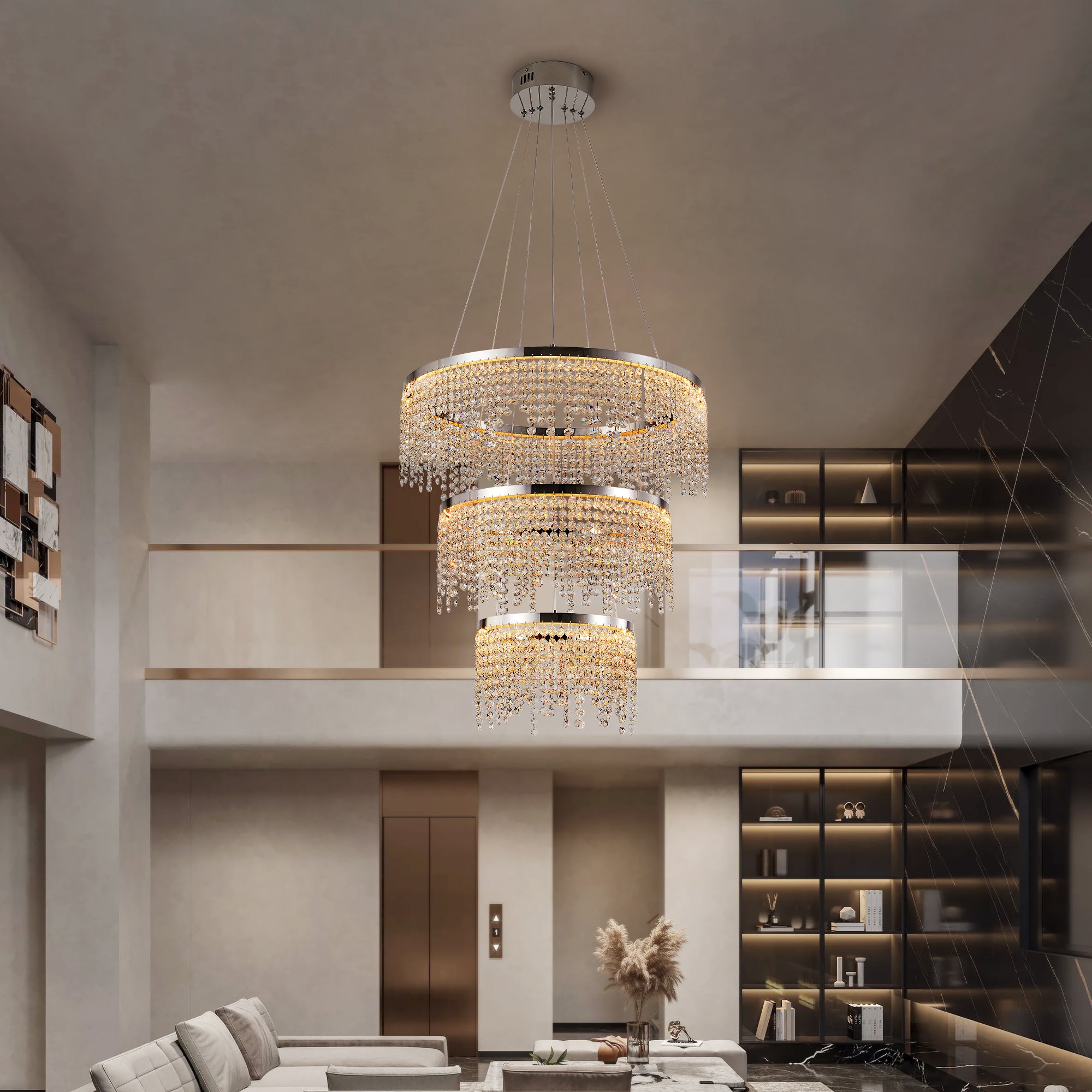 23.6-Inch Luxury Modern Crystal Pendant Chandelier